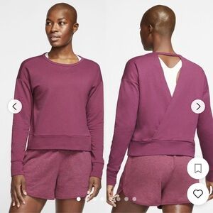 Nike Womens Yoga Long Sleeved Top with Open Back - Magenta, Small